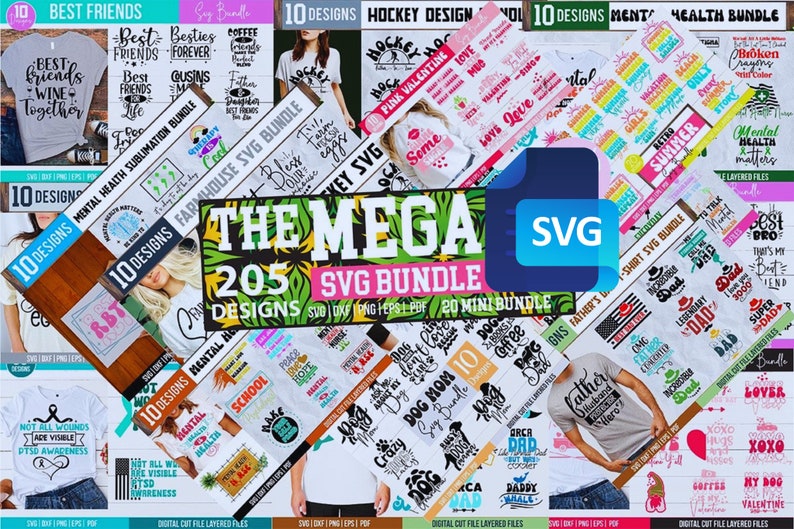 Mega SVG Bundle SVG Svg Bundle Svg cut files 205 files vector files ...