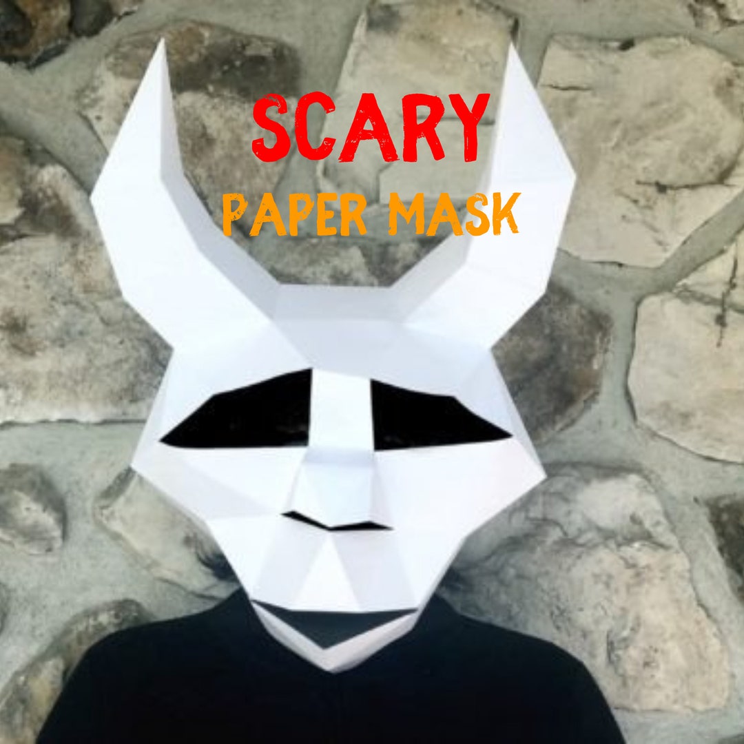 Scary Mask Paper Craft Template for Halloween Creepy Mask and Horror