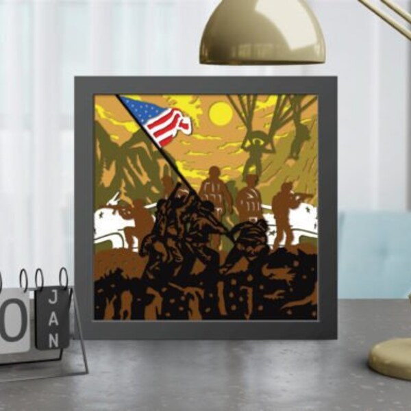 Celebrate Military Retirement with Our 3D Shadow Box SVG & Paper Cut Light Box: Perfect for Army, Air Force, and Military SVG Projects