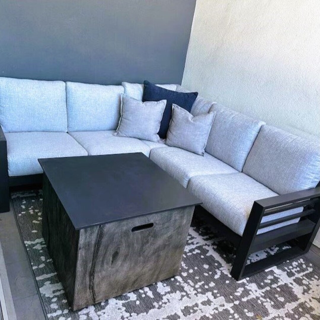 Classic Edge Fire Pit Topper With Graphite Stain Outdoor Patio