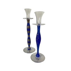 オレフォスOrrefors燭台キャンドルスタンドAnne Nilsson作4本 Set of 2 Orrefors Candle Holders Celeste Anne Nilsson