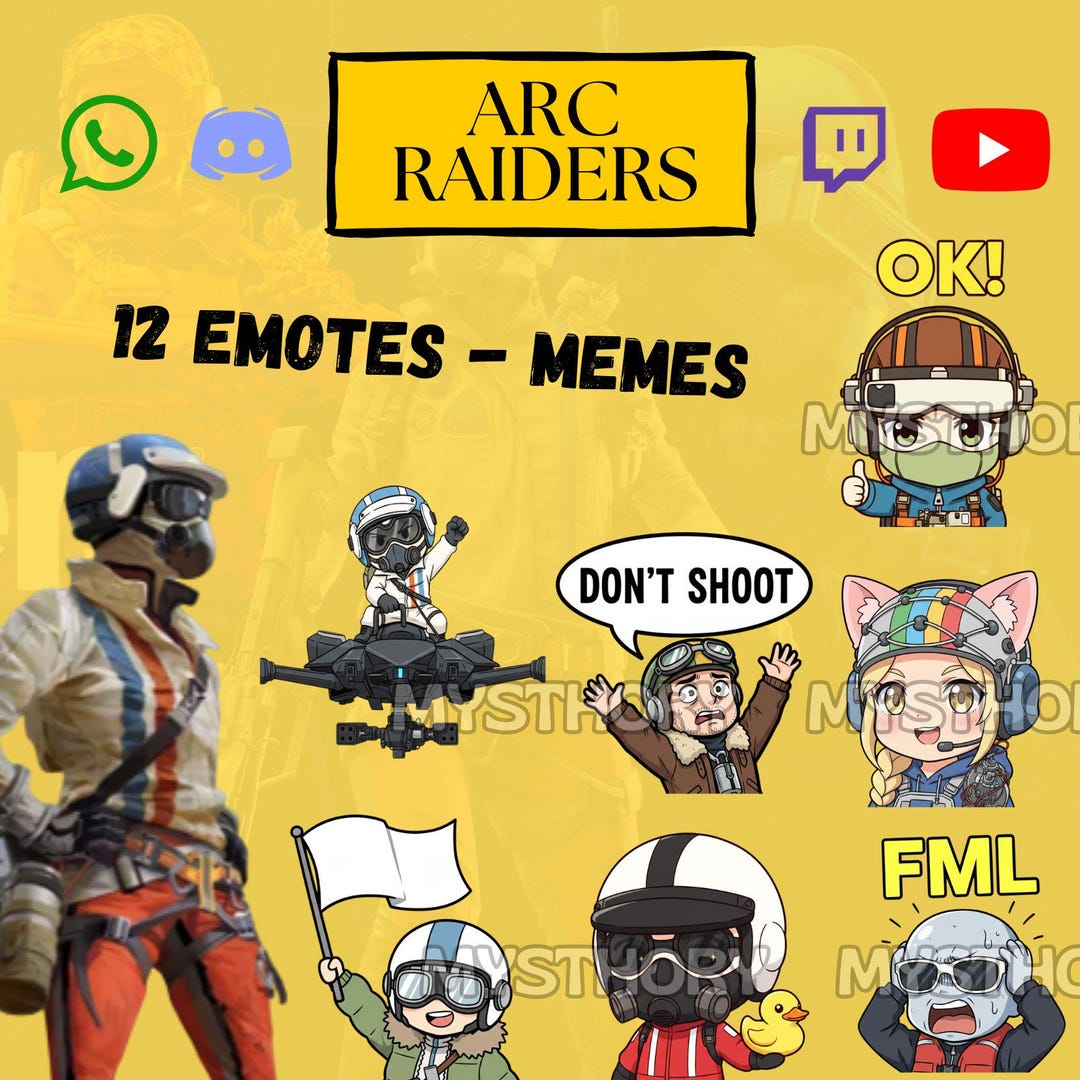 12 EMOTES / MEMES Arc RAIDERS - Cute Chibi Streaming - Twitch, Youtube ...