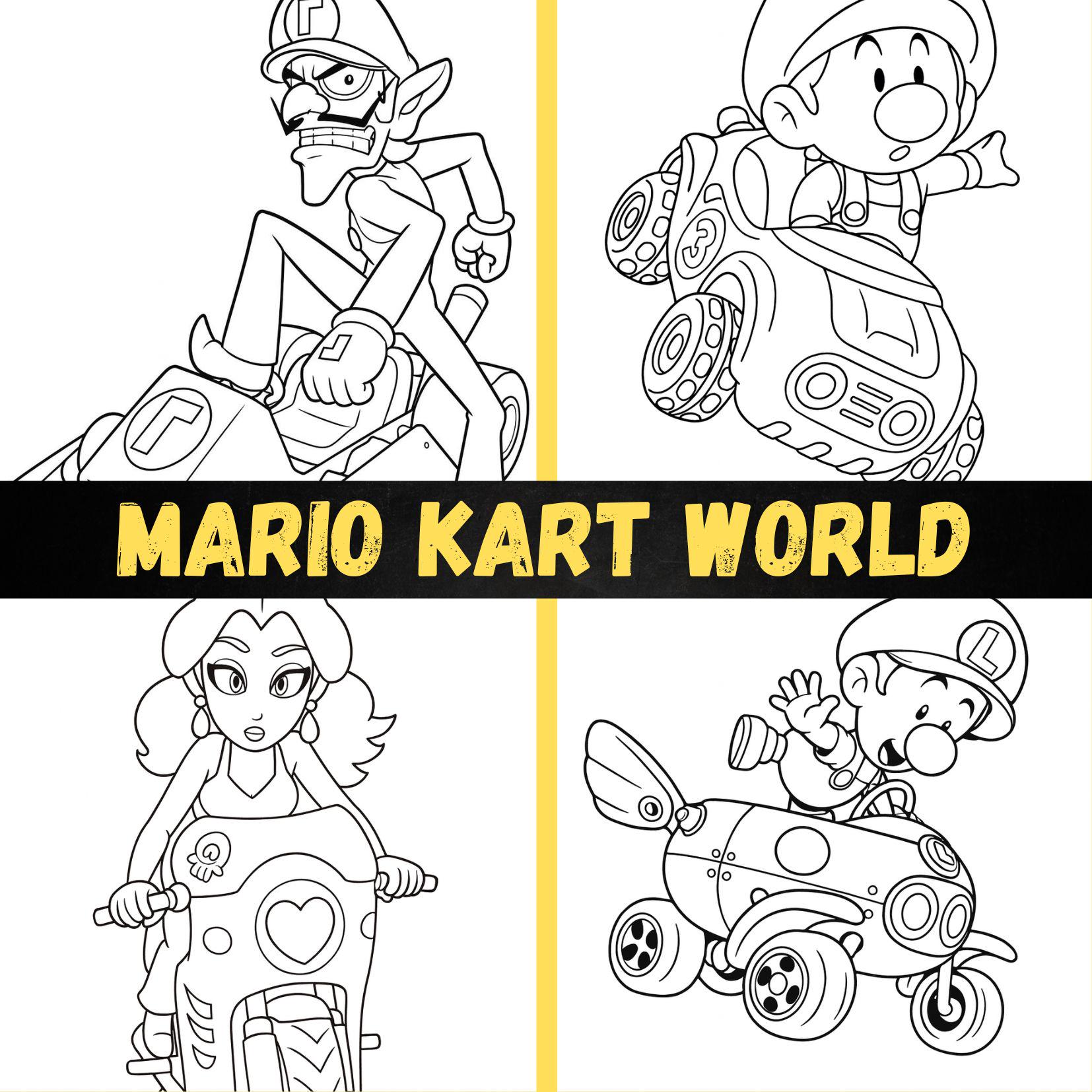 Mario Kart Coloring Pages - GetColoringPages.com, image size:1654x1654