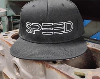 Gorra bordada con bandera negra de SPEED Hat Co.: gorra de automovilismo hecha a mano, accesorio para carreras