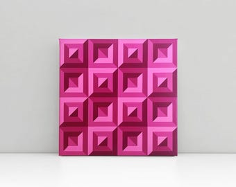 Geometric Optical Illusion Acrylic Art on Canvas