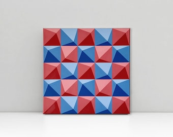 Geometric Hard-Edge Acrylic Art on Canvas