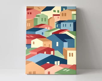 SMALL WORLD #2 - Original Geometric Hard-Edge Architectural Acrylic Art on Canvas