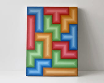 I'M AMAZING AT TETRIS - Geometric Hard-Edge Acrylic Painting on Canvas