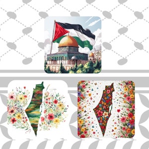 Imán para nevera de activista pro-Palestina – Diseño Palestina Libre con keffiyeh y sandía – Decoración de arte político - Mapa de Palestina