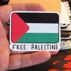 Adesivo da Bandeira Palestina grátis – Vinil de alta qualidade para laptop, carro, garrafa de água – Arte cultural e política com renda revertida para arrecadação de fundos para Gaza