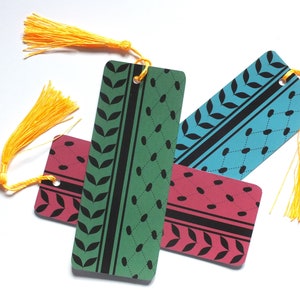 Marque-page motif de broderie keffieh - marque-page héritage palestinien - cadeau de solidarité fait main pour militant - cadeau lecteur pour étudiants