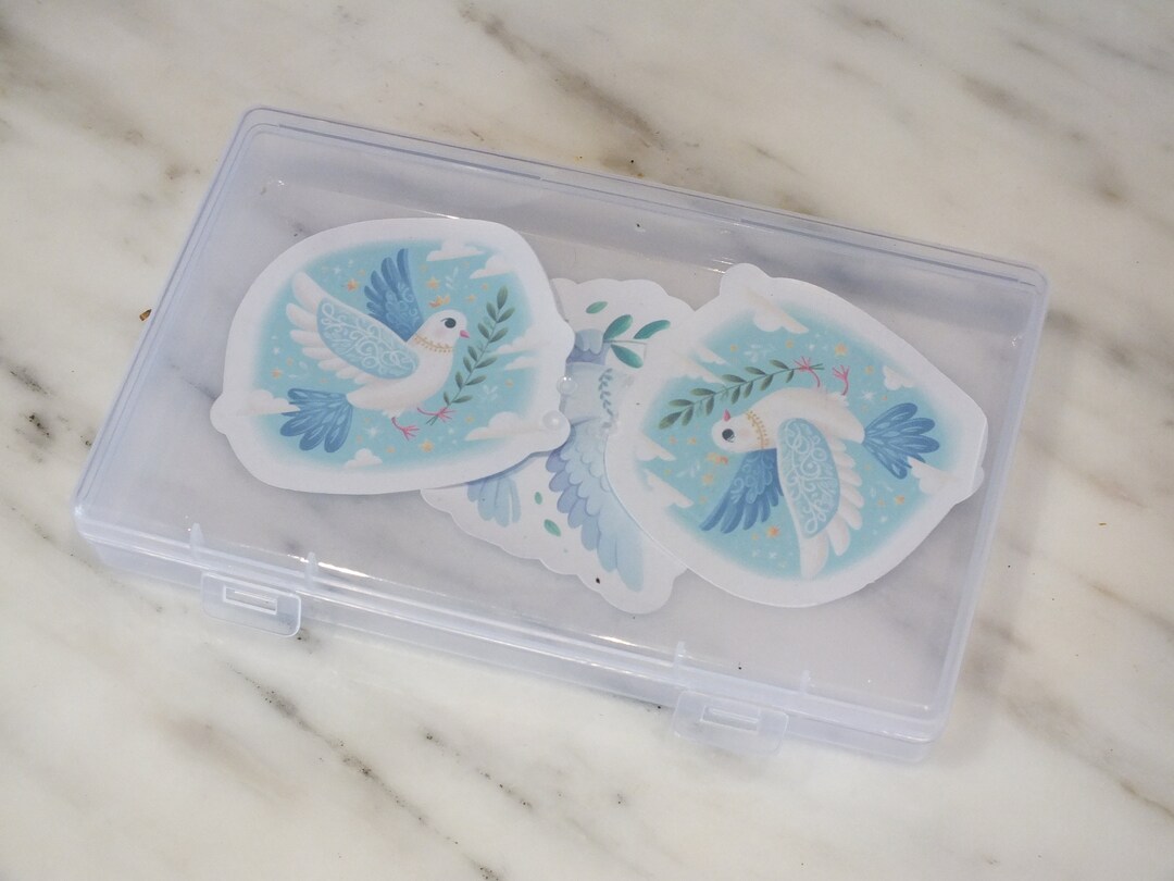 Sticker Storage Box Sticker Organizer Ring Holder Clear Plastic ...