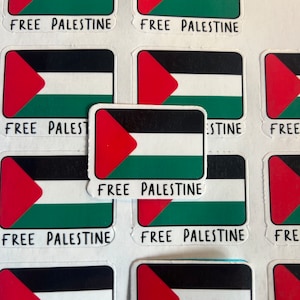 Autocollant vinyle brillant drapeau de la Palestine pour militant palestinien professionnel - Autocollant drapeau palestinien minimaliste pour ordinateur portable, bouteille d'eau, pare-chocs de voiture