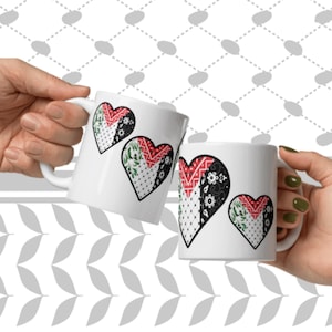 Palestinian Home Decor Palestine Ceramic Coffee Tumbler Gifts That Support Gaza Fundraiser Palestine Kuffiyah Tea Mug with Love Heart
