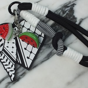 Palästina Wassermelone Schlüsselanhänger - Neues Auto Geschenk für Pro Palästinenser - Keffiyeh Muster mit Wassermelonen Anhänger - Gaza Aktivist Geschenkidee