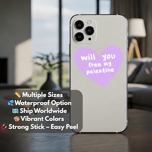 Free Palestine Love Heart Decal - Protest Symbol Vinyl Decal for Laptop, Journal, iPhone, Skateboard – Resistance Art for Gaza Activist