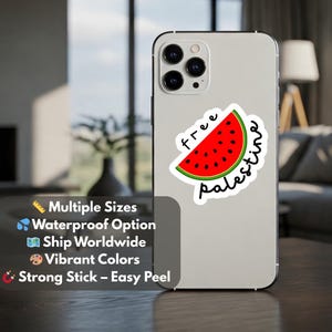 Adesivo de melancia Solidariedade Palestina - Adesivo brilhante para laptop, carro, para-choque, janela, garrafa de água, iPad, capa de telefone - Apoie a Palestina
