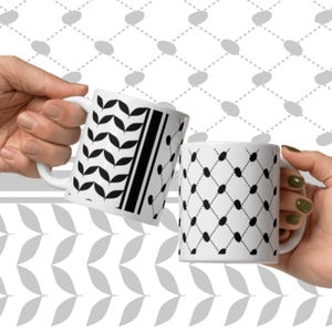 Coffee Mugs for Palestine Home Decor Turkish Tea Cup Kuffiyah Embroidery Pattern Gifts That Support Gaza Fundraiser Palestine Support Cups