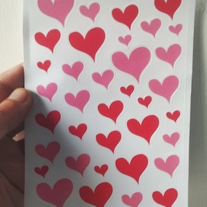 Cute Love Heart Sticker Sheet - Adorable Glossy Durable Vinyl Stickers - Perfect for Planners, Laptops, & Crafts - Add Some Love to Your Day