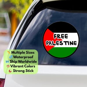 Waterproof Palestine Flag Sticker – Vinyl Decal for Daily Use on Car Bumper, Laptop, Water Bottle, iPhone - Glossy Free Palestine Art