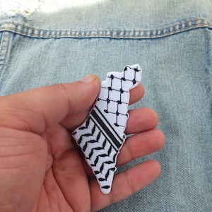 Karte von Palästina Aufnäher mit Keffiyeh Muster - palästinensisches Erbe gesticktes Design - taktisches oder modisches Statement-Stück