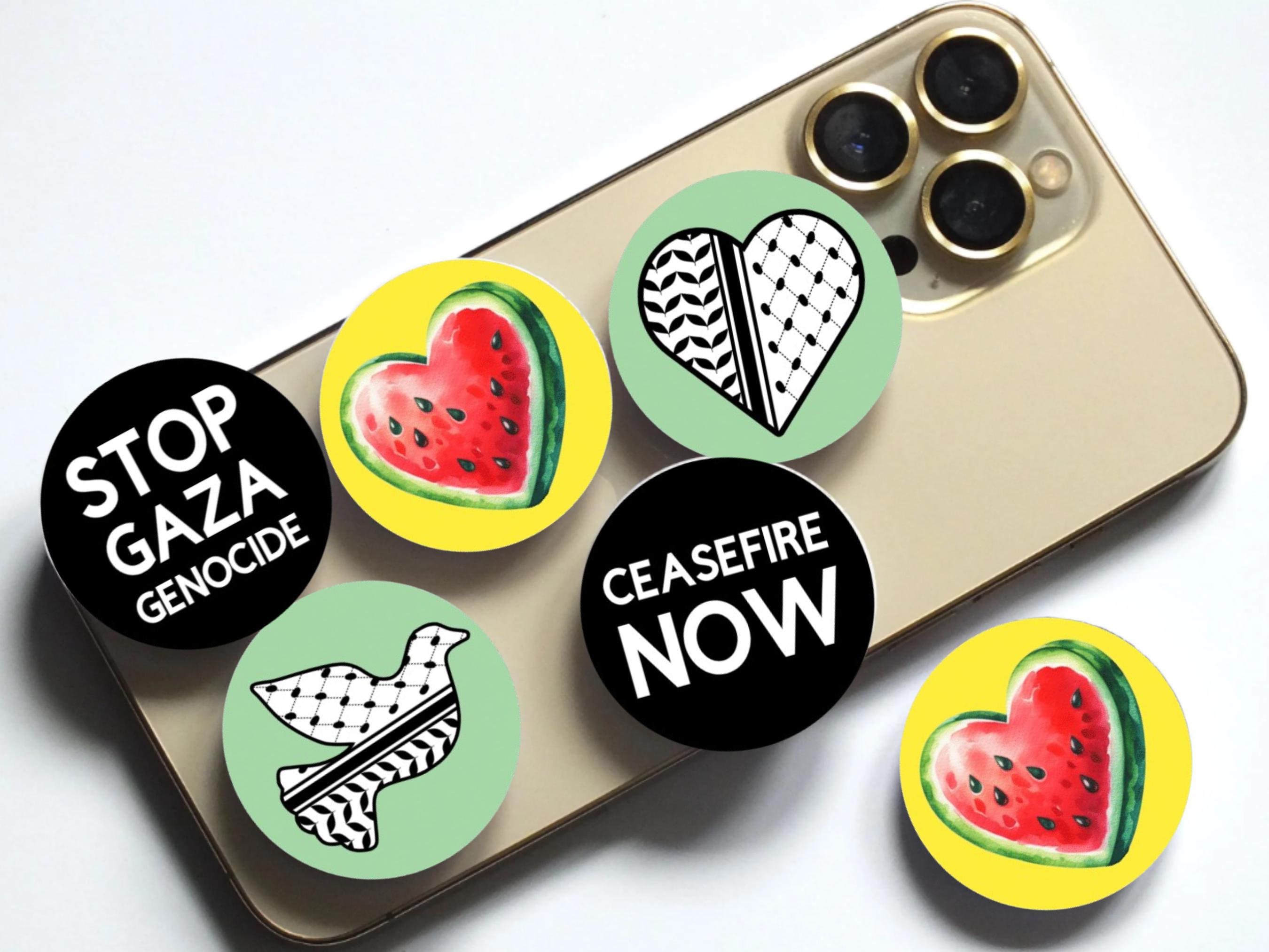 Palestine Flag Heart PopSocket - Support Gaza Peace Graphic Phone Grip & Stand