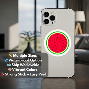 Free Palestine Watermelon Vinyl Sticker - Minimalist Political Sticker for iPhone, Car Window, Car Bumper – Symbol of Palestine