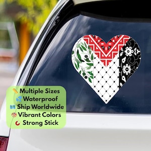 Sticker Keffiyeh Palestina – zwart-wit vinylsticker voor laptop, autobumper, voorruit, waterfles – symbool gratis Palestina