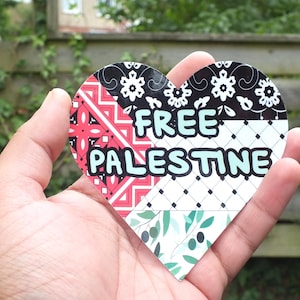 Free Palestine Bumper Sticker - Solidarity Flag of Palestine Decal for Car Bumper, Car Window, Laptop – Palestinian Heritage Love Heart