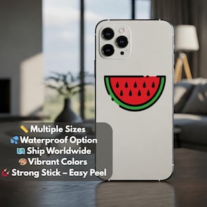 Pro Palestine Watermelon Stickers - Minimalist Decal for iPhone, Car Window, Car Bumper, Water Bottle – Symbol of Palestine Sticker