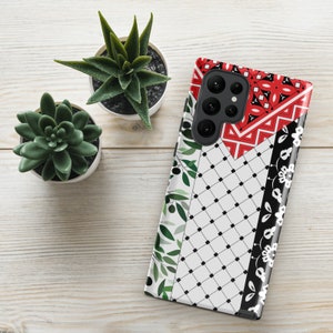 Pro Palestine Samsung S24 Case for Palestinian Activist - Unique Modern Tough Case with Palestinian Flag and Olive Art Design