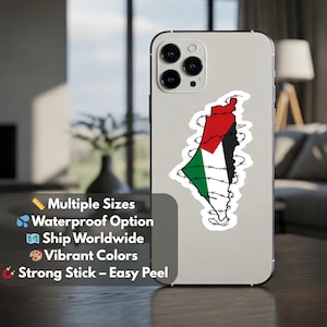 Palestinian Flag Sticker in Solidarity with Gaza – Palestine Vinyl Decal for Water Bottle, Laptop, Journal - Minimalist Flag Sticker