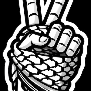 Kuffiyah Peace Fingers PNG File for DTF Hoodie Printing Free Palestine Digital Download with Profits to Gaza Fundraiser