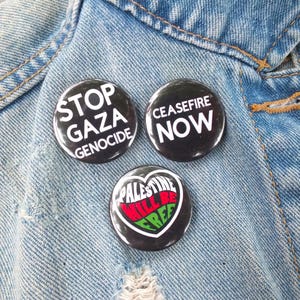 Free Palestine Heart Button - Ceasefire Now Runder Pin - Geschenk für Aktivisten oder Statement Accessoire - Pro Palästinenser Button für Gaza
