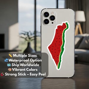 Vinilo con el mapa de Palestina: vinilo minimalista brillante para iPhone, parachoques, iPad y patineta. Sutil pegatina de protesta para Gaza.