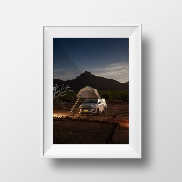 Dachzelt Camper bei Nacht | Namibia | Poster Wandbild | Reise Geschenk | Afrika Südafrika