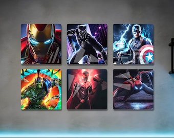 Avengers Metal Art Print Set, Superhero Nursery Decor