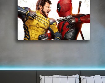 Deadpool & Wolverine Metal Print, Custom LED Wall Decor