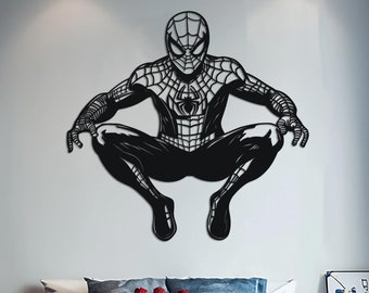 Spiderman houten muurdecoratie, kinderkamer Avengers Art