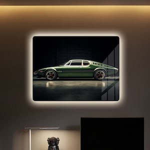 Italian Sports Car Printed Metal Photo,  Retro Car Wall Decor, 1960&#39;s Retro Cars, Vintage Car Poster, Garage Wall Art, Gift for Car Lover