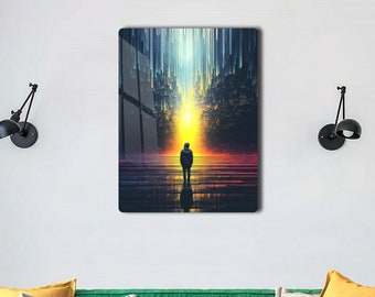 Cyberpunk Metal Print: Surrealistisk sci-fi-pixelkonst
