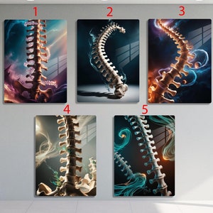 Wervelkolom, chiropractie kunst, anatomie poster print op metaal, orthopedisch chirurg, metalen muurkunst, dokterspraktijkdecor, muurdecoratie fysiotherapie, orthopedisch chirurg