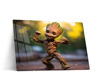 Baby Groot Metal Wall Art: Guardians of the Galaxy LED Decor