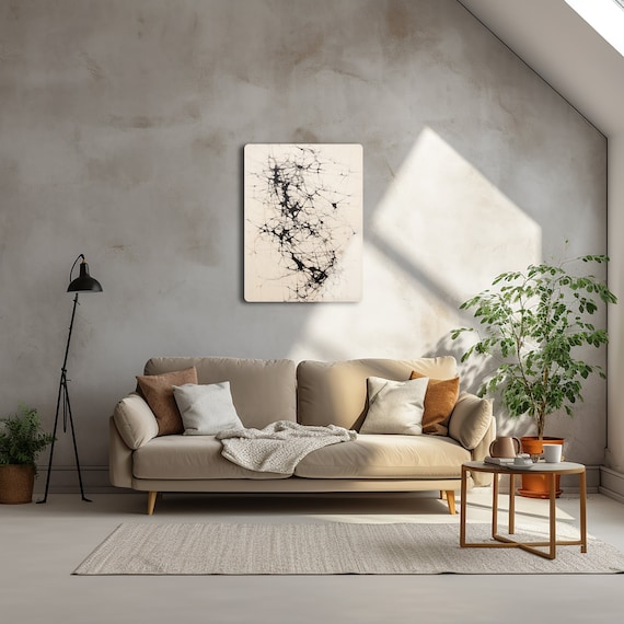 Stretch Mark Inspired Metal Canvas: Modern Line Art Wall Decor