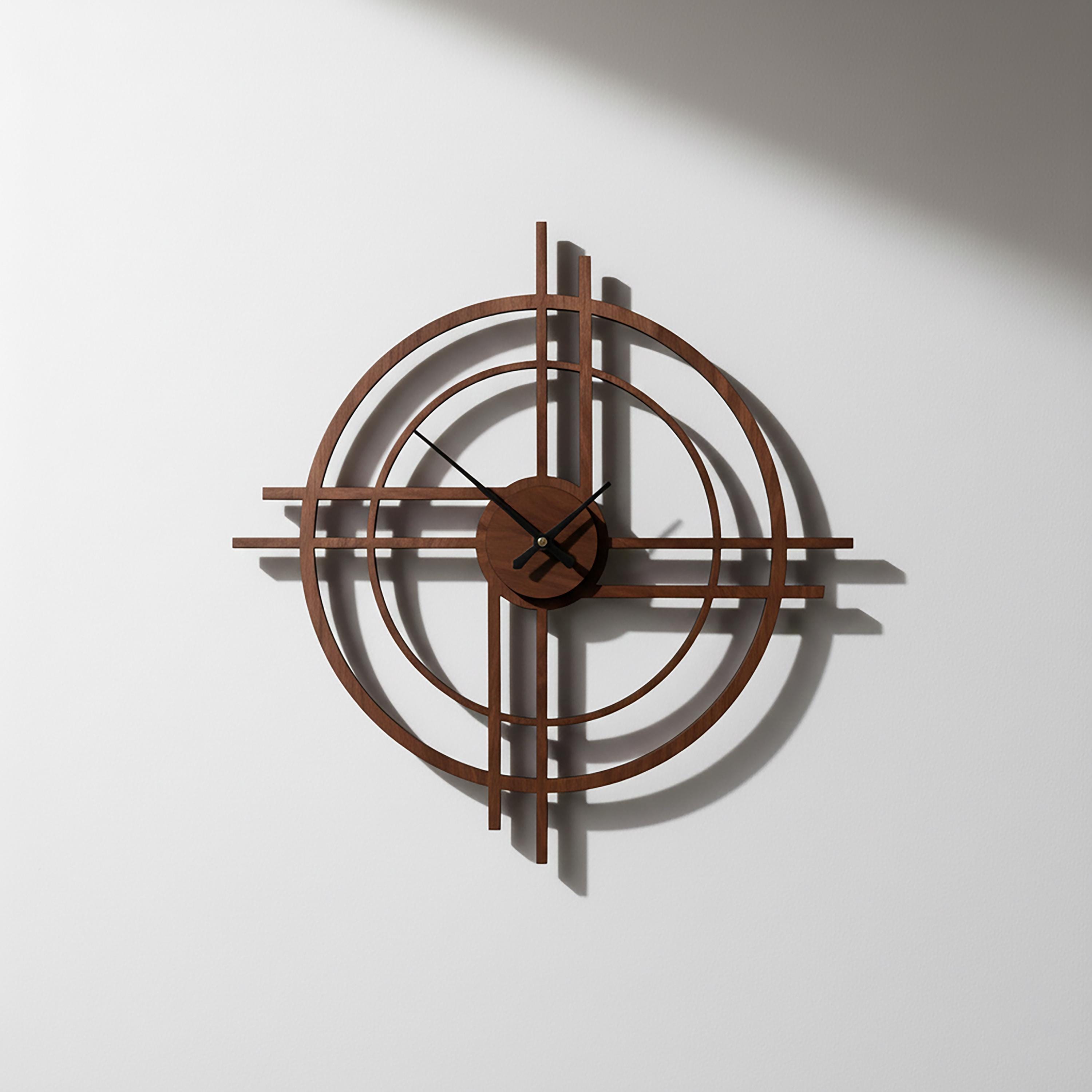 Geometric Wood Clock, Colorful Wall Clock, Modern Home Design, Office ...