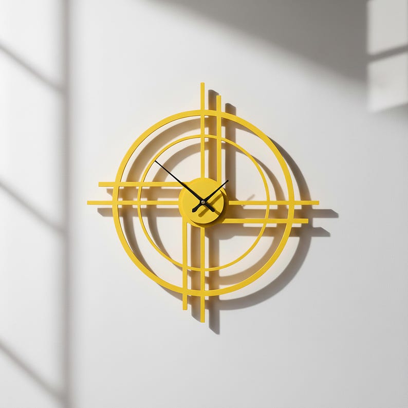 Geometric Wood Clock, Colorful Wall Clock, Modern Home Design, Office ...