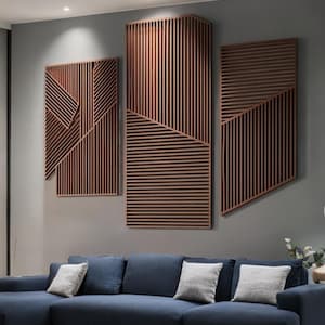 Geometric Lines Panel Set of 3 Wood Wall Art Decor, Boho Abstract Line ...
