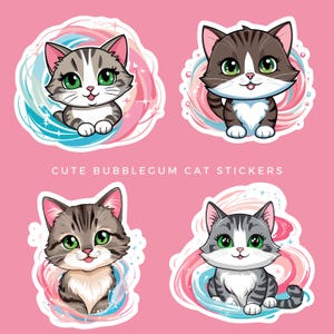 4er Set transparente Clipart PNG Dateien Kaugummi Regenbogen Katze | HQ | Kommerzielle und Private Nutzung | Digitaler Download | KI Druck