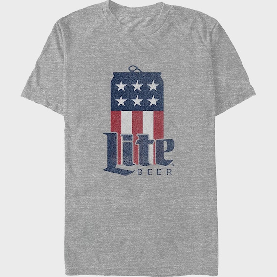 ミラーライト USA フラッグ ビール缶 Tシャツ ヴィンテージ 独立記念日 T シャツ 愛国的なビールシャツ 男女兼用レトロライトビールグラフィック T シャツ - 日本