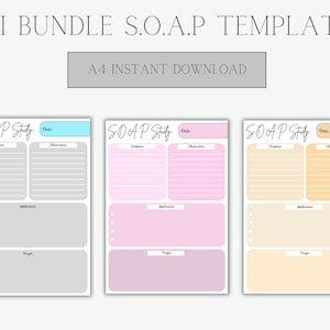 Color Bundle SOAP Bible Study Template, bible passage summary, bible verse summary, digital bible study, printable bible study, download